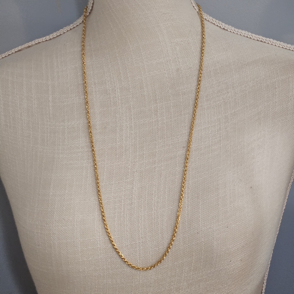 Long Gold Rope Chain Necklace - Picture 2 of 11